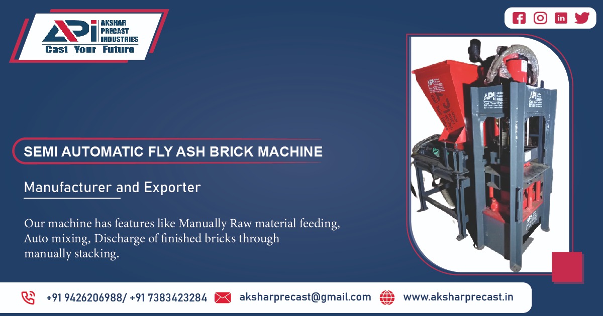 Semi Automatic Fly Ash Brick Machine Manufacturer in Madhya Pradesh