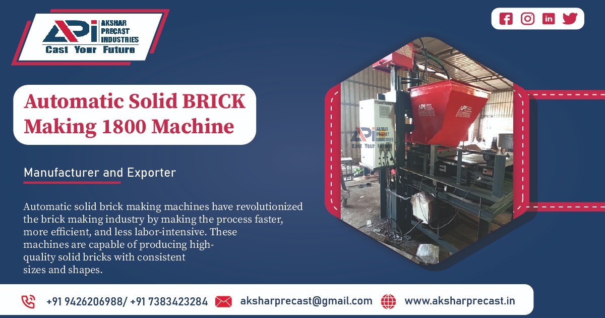 Automatic Solid Brick Making 1800 Machine Manufacturer in Maharashtra